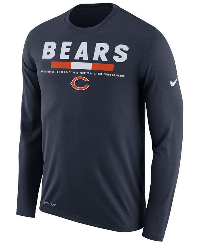 Nike Men's Chicago Bears Legend Staff Long Sleeve T-Shirt - Macy's