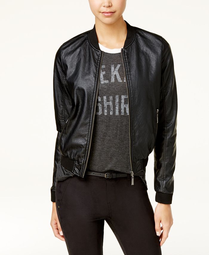 Jou Jou Juniors Faux Leather Embroidered Bomber Jacket Macy s