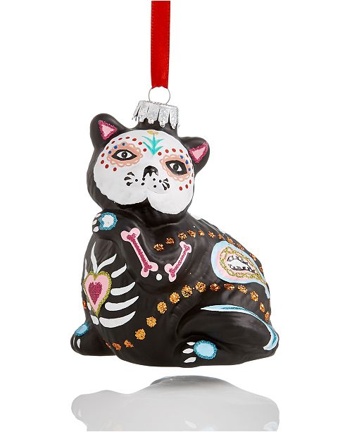 Holiday Lane Glass Day Of The Dead Black Cat Ornament Created For Macy S Reviews All Holiday Lane Home Macy S