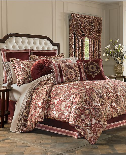J Queen New York Rosewood Burgundy King 4 Pc Comforter Set