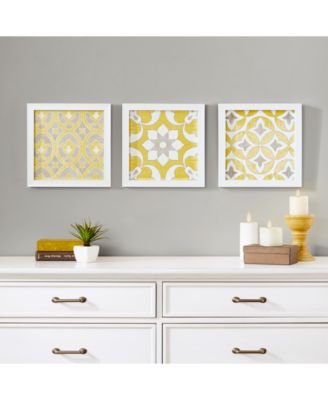 JLA Home Madison Park Tuscan Tiles 3-Pc. Framed Gel-Coated Wall Art Set
