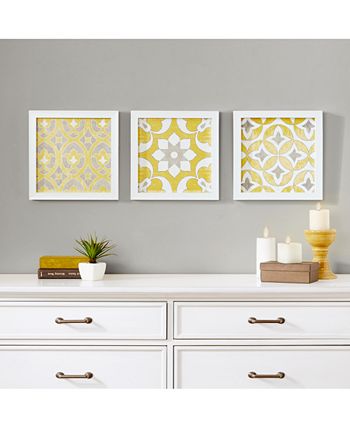 JLA Home - Tuscan Tiles 3-Pc. Framed Gel-Coated Wall Art Set