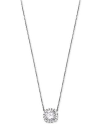 cubic zirconia halo pendant necklace