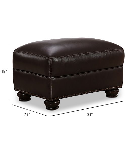 Furniture Roselake Leather Ottoman, Created for Macy's & Reviews