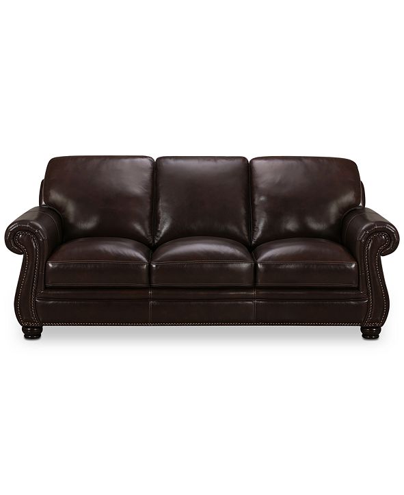 Furniture Roselake 87&quot; Leather Sofa, Created for Macy&#39;s & Reviews - Furniture - Macy&#39;s