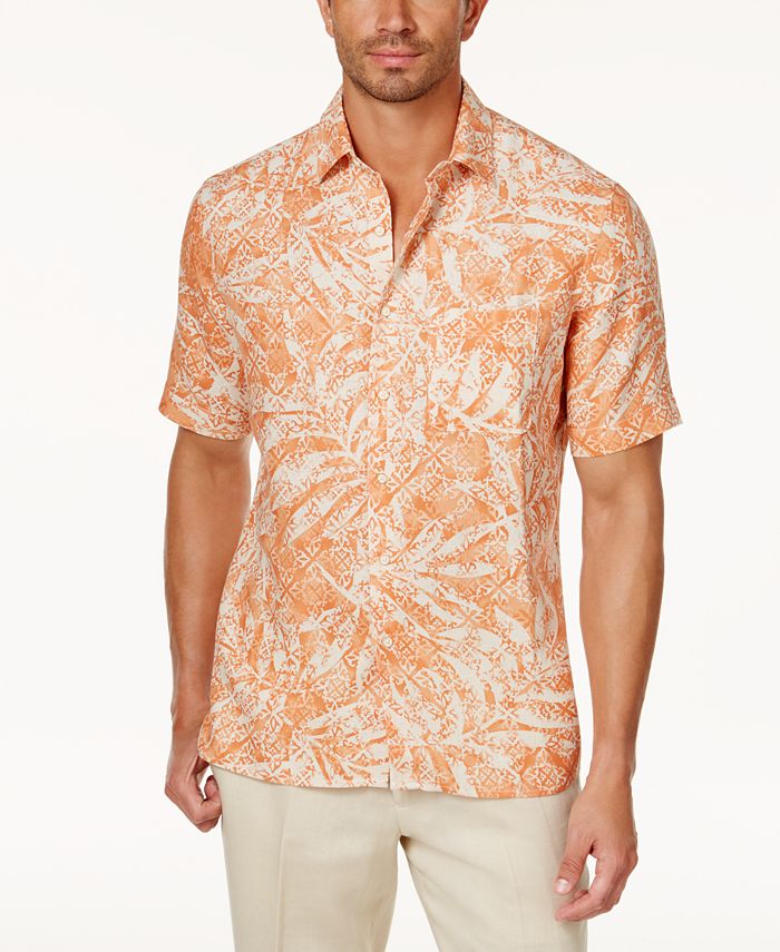 Tasso Elba Men's LeafPrint Silk & Linen Shirt, Created for Macy's Macy's