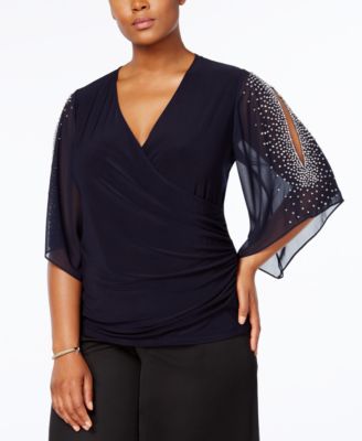 MSK - Plus Size Embellished Surplice Top