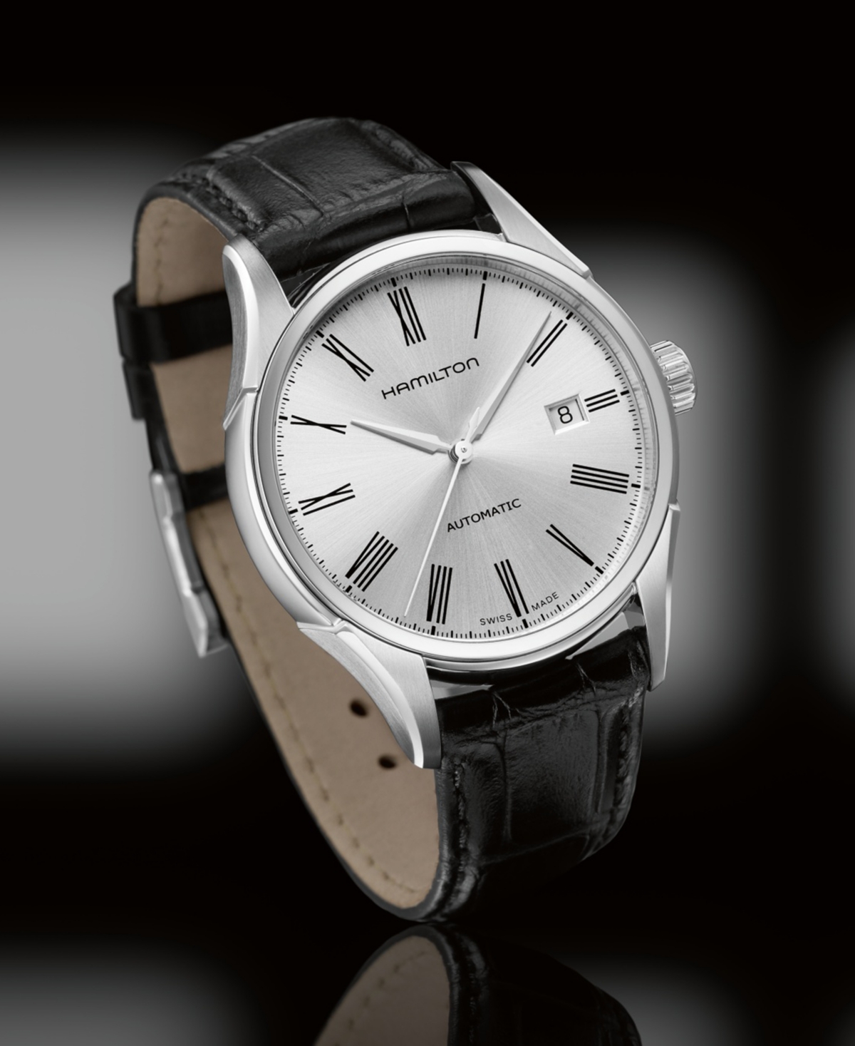 Hamilton Men's Swiss Automatic Valiant Black Leather Strap Watch 40mm H39515754