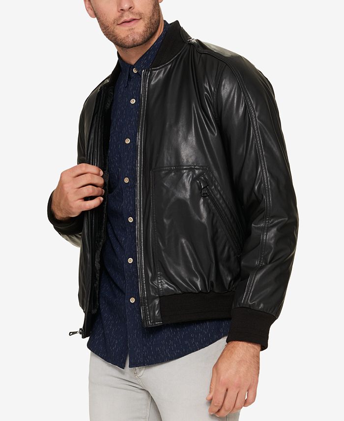 Marc New York Men's Faux Leather Bomber Jacket Macy's