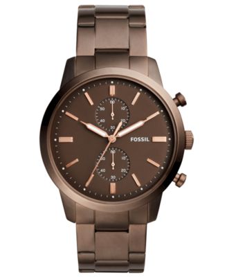 Fossil - Men's Chronograph Townsman Brown Stainless Steel Bracelet Watch 44mm