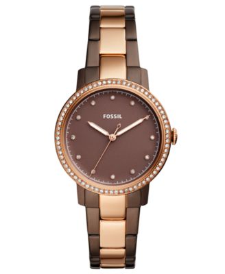 Fossil - Women's Neely Brown & Rose Gold-Tone Stainless Steel Bracelet Watch 35mm