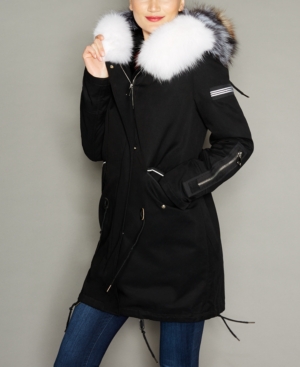 image of The Fur Vault Fox-Trim Rabbit Fur-Lined Parka