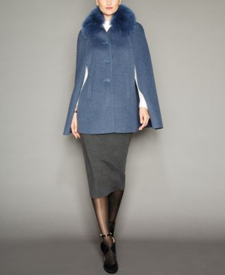 The Fur Vault - Fox-Fur-Trim Wool-Blend Cape