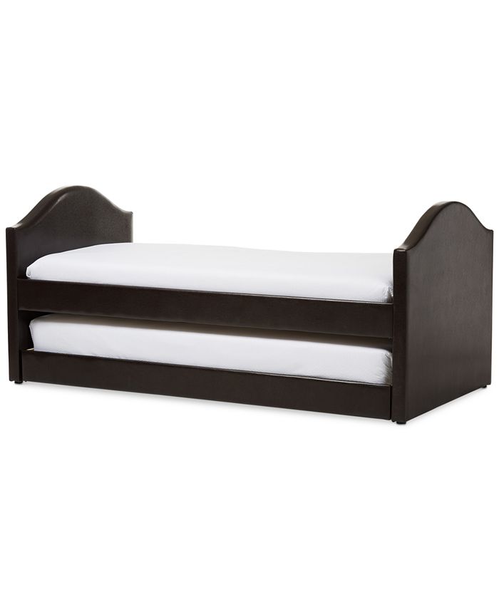 Furniture Alessia Faux Leather Upholstered Daybed with Trundle Bed Macy's