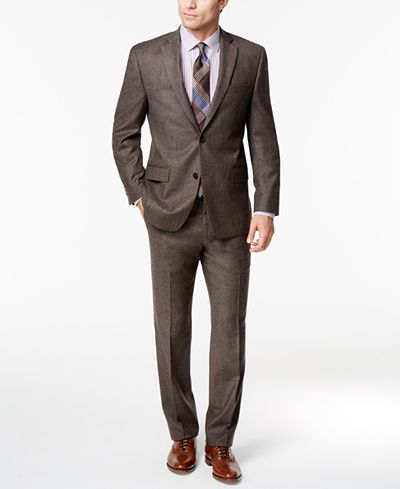 Michael Kors Men's Classic-Fit Chocolate Brown Birdseye ...