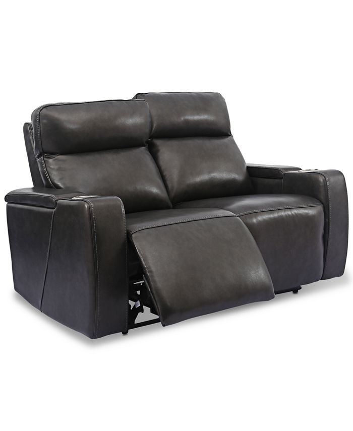 Furniture Oaklyn 61 Leather Loveseat, Leather Power Sofa And Loveseat
