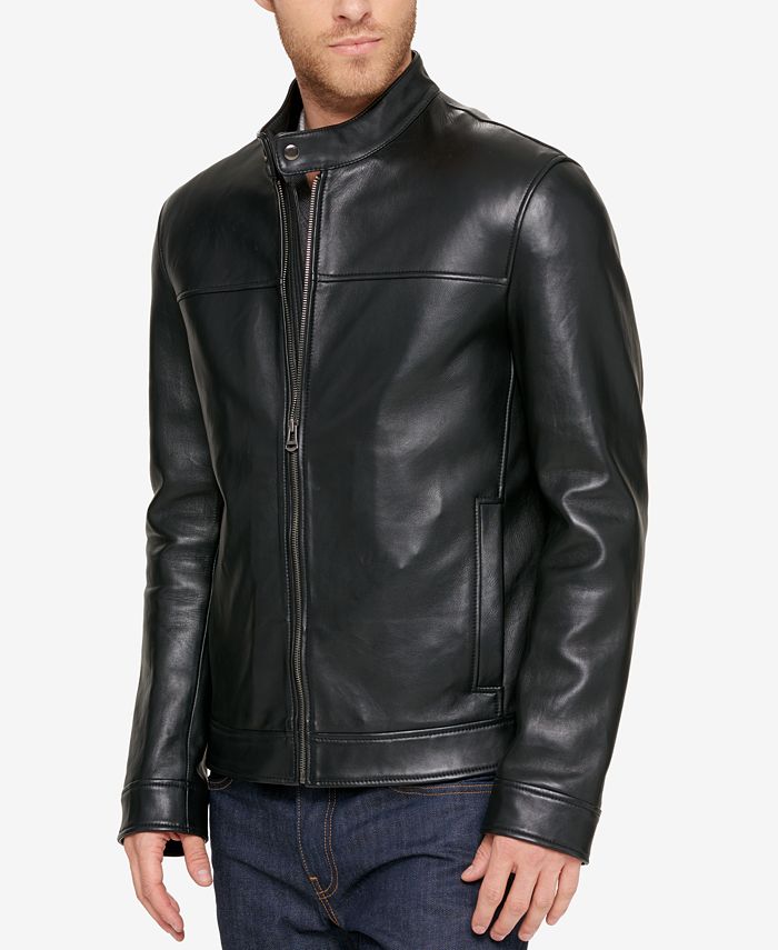 Cole Haan Men's Leather Moto Jacket - Macy's