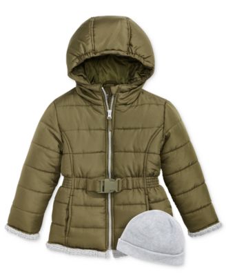 S Rothschild & CO - Belted Puffer Jacket with Hat, Big Girls (7-16)