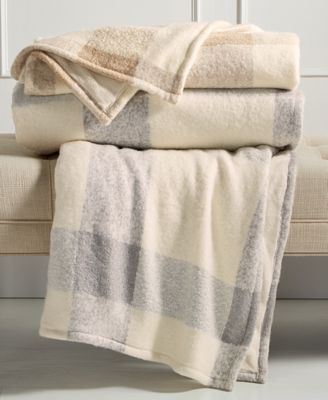 Martha Stewart Collection - Faux Mohair Tonal Check Throw, Created for Macy's