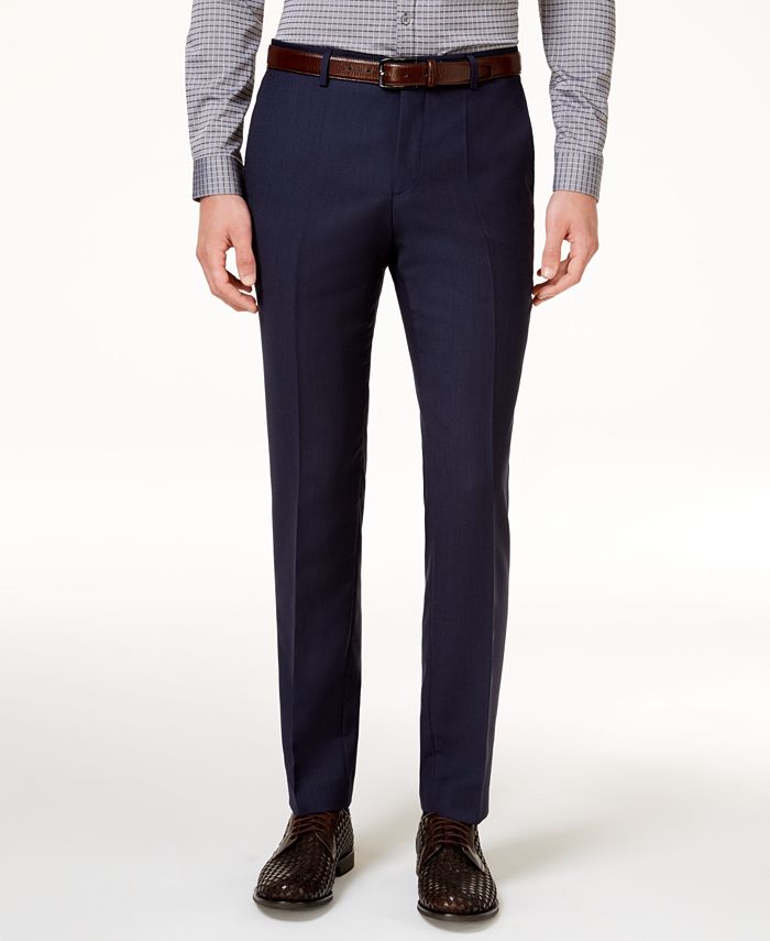 Hugo Boss HUGO Men's Slim-Fit Navy Textured Grid Suit - Macy's