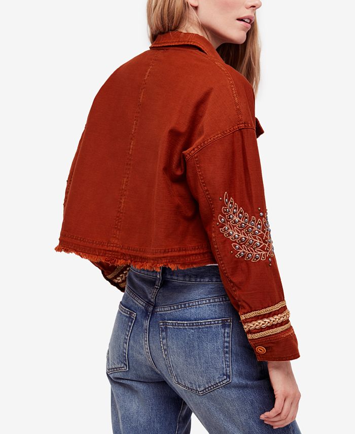 Free People Extreme Cropped Embellished Military Jacket Macy's