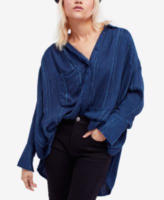 Free People - Cozy Nights Striped Oversized Shirt