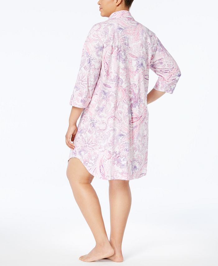 Lauren Ralph Lauren Plus Size Printed Cotton Knit Sleepshirt - Macy's