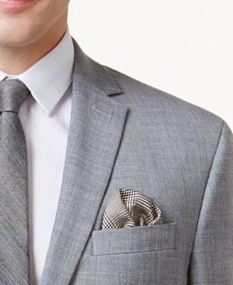 Kenneth Cole Reaction Men's Slim-Fit Light-Gray Sharkskin Techni-Cole Suit