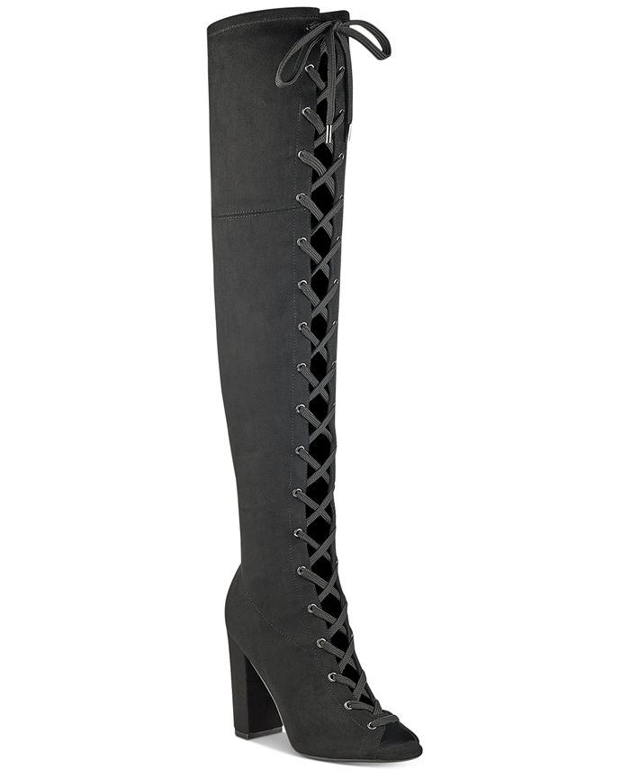 GUESS Women's Casidi Lace-Up Over-The-Knee Boots - Macy's