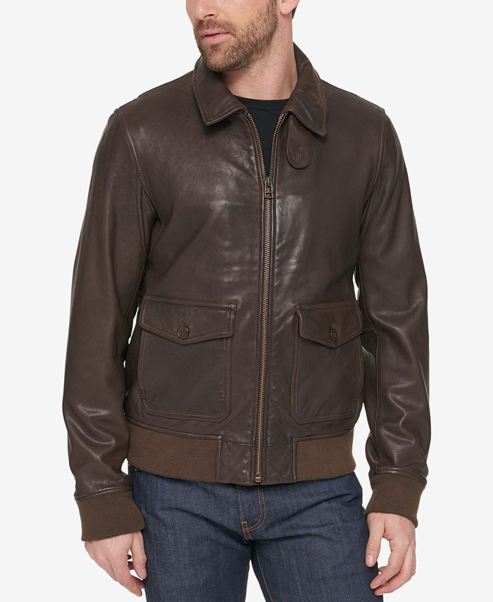 Men's Leather Bomber Jacket - Macy's