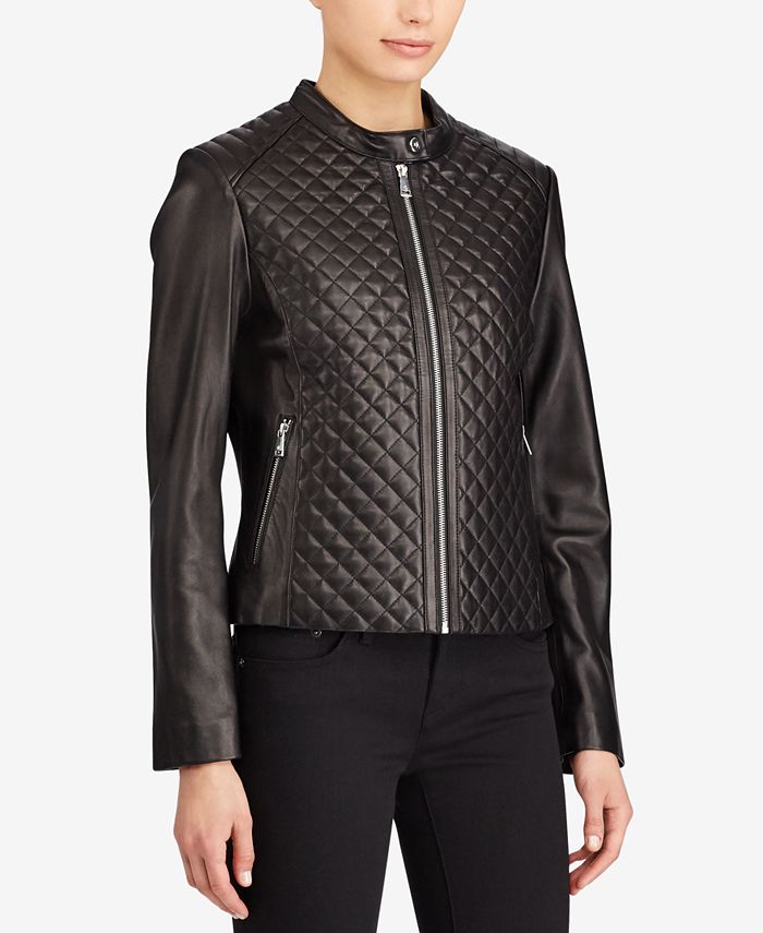 Lauren Ralph Lauren Quilted Leather Jacket - Macy's