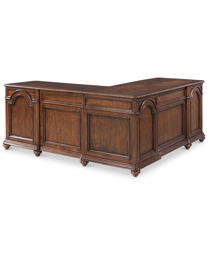 Furniture Clinton Hill Cherry Home Office LShaped Desk & Reviews Furniture Macy's