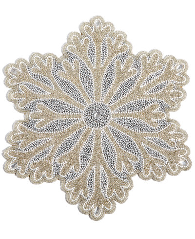 Leila's Linens Silver Snowflake Mat, Created for Macy's