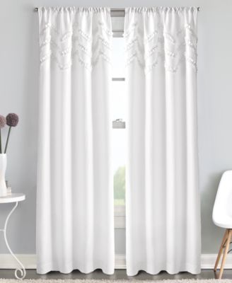 Curtainworks Chevron Ruffle Rod Pocket Window Panel Collection In White