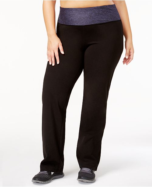 Ideology Plus Size Rapidry Open-Leg Yoga Pants, Created for Macy's ...