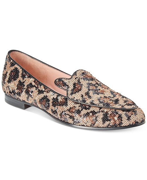 leopard sequined round toe flat slippers