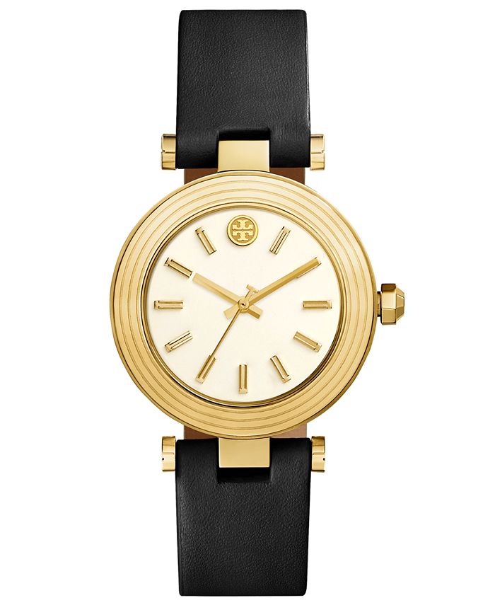 Tory Burch Women's Classic T Black Leather Strap Watch 36mm & Reviews - All  Fine Jewelry - Jewelry & Watches - Macy's