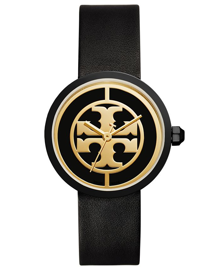 Tory Burch Womens Reva Black Leather Strap Watch TBW4024 & Reviews - All  Watches - Jewelry & Watches - Macy's
