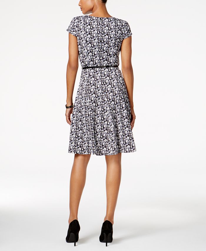Jessica Howard Petite Belted Fit & Flare Dress - Macy's