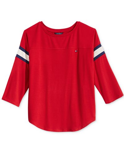 Tommy Hilfiger Striped Sleeve Knit Top, Big Girls (7-16)