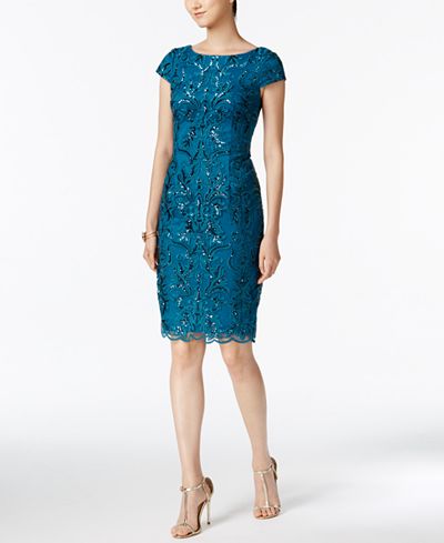 Adrianna Papell Sequined Sheath Dress - Dresses - Women - Macy's