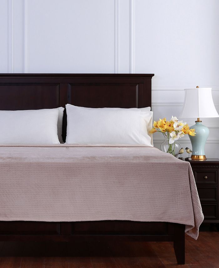 Berkshire VelvetLoft Textured Grid Plush Twin Blanket Macy's