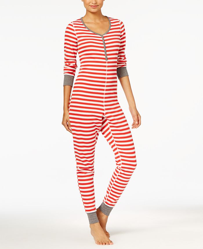 Jenni by Jennifer Moore Striped Union Suit Pajama Jumpsuit