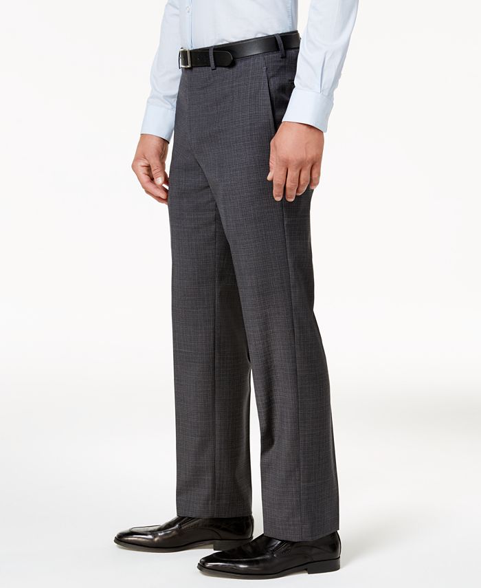 Lauren Ralph Lauren Men's Classic-Fit Gray Mini-Grid Wool Dress Pants ...