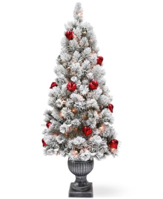 National Tree Company 5' Snowy Bristle Pine Entrance Tree With Urn Base ...