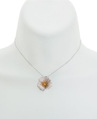 Two-Tone Hibiscus Pendant Necklace