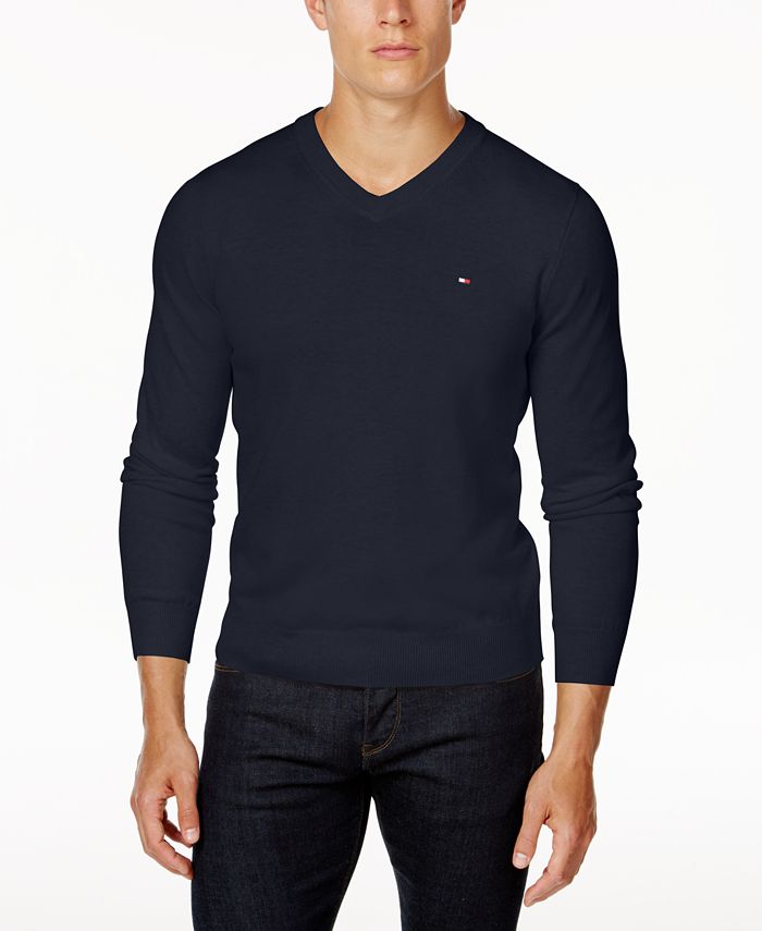 løst ret Betydning Tommy Hilfiger Men's Signature Solid V-Neck Sweater, Created for Macy's &  Reviews - Sweaters - Men - Macy's