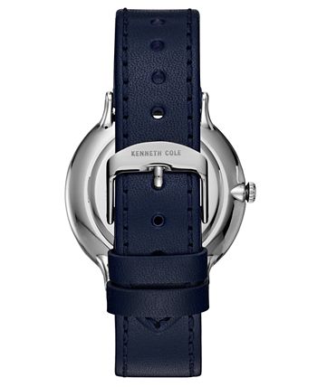 Kenneth Cole New York Men s Dark Blue Leather Strap Watch 41mm