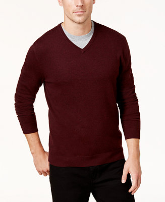 Alfani Men's Solid V-Neck Cotton Sweater, Created for Macy's & Reviews ...