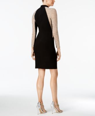 【6/15までの出品】 Dreamscape Check Dress Jersey Dress with Illusion Beaded Sleeves | David's Bridal
